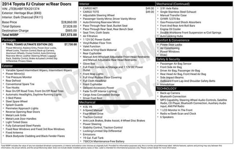 1 image of 2014 Toyota FJ Cruiser Base