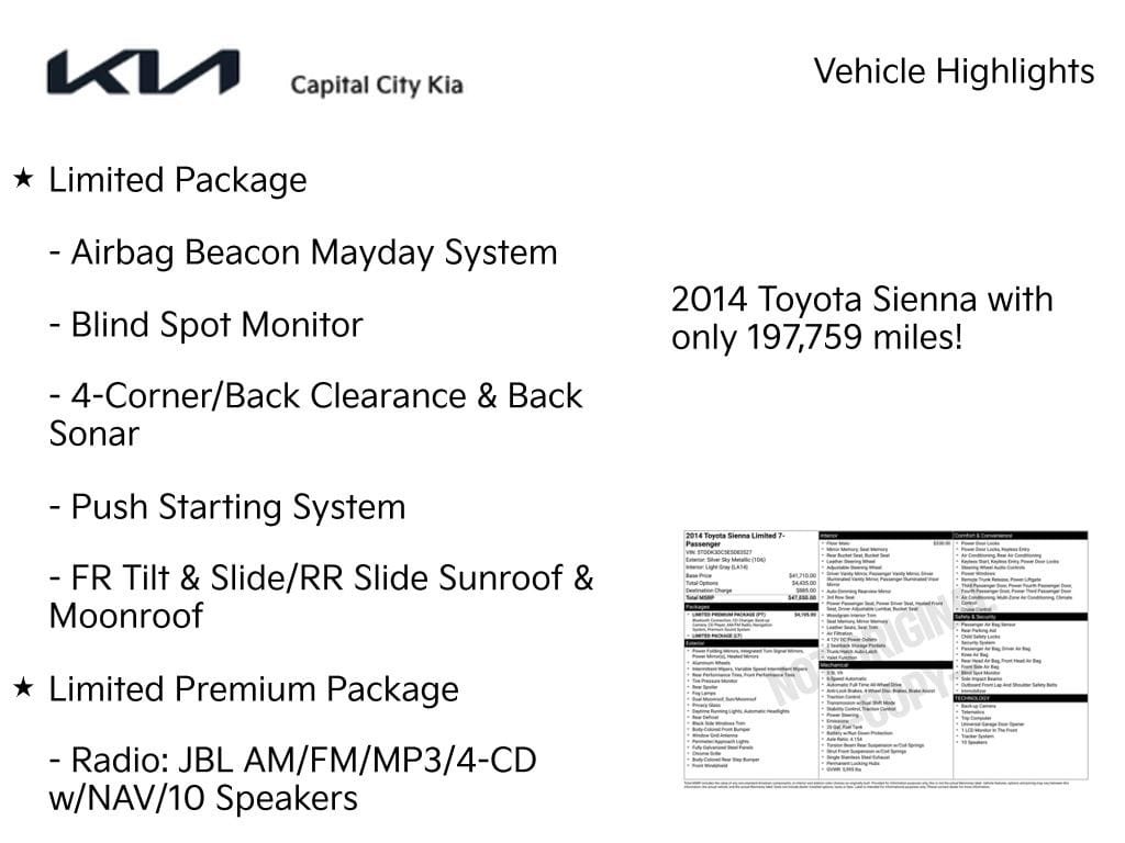 3 thumbnail image of  2014 Toyota Sienna Limited