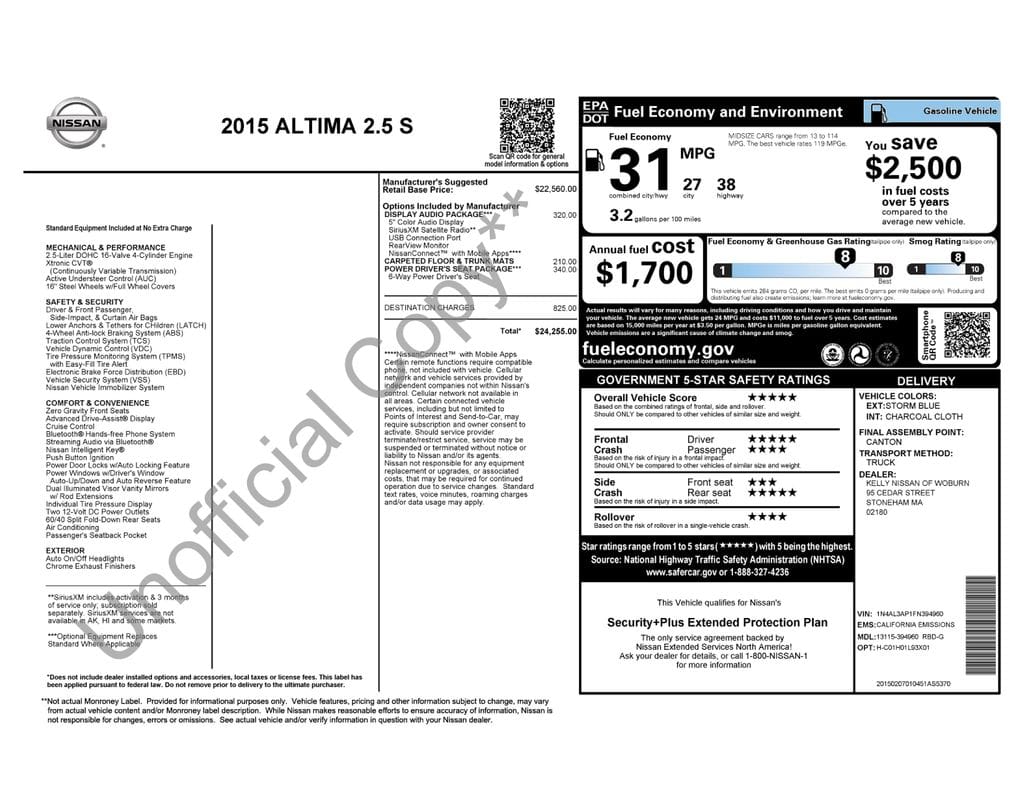 1 placeholder image of  2015 Nissan Altima 2.5 S