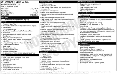 1 image of 2016 Chevrolet Spark LS