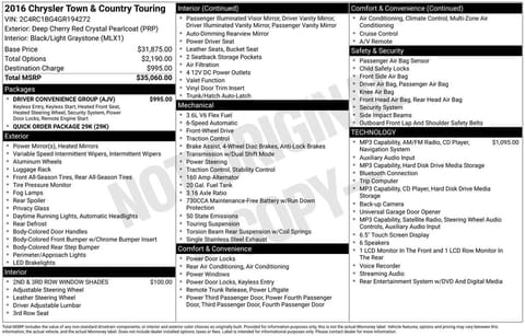 1 image of 2016 Chrysler Town & Country Touring