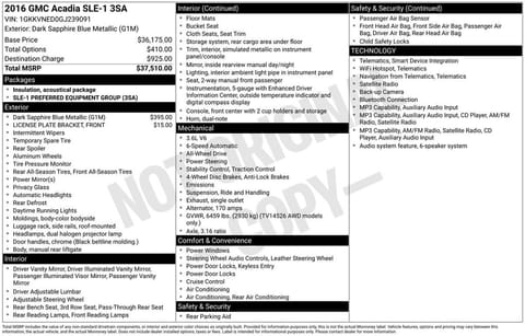 1 image of 2016 GMC Acadia SLE-1