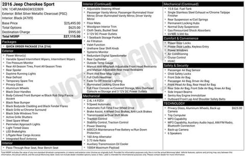 1 image of 2016 Jeep Cherokee Sport