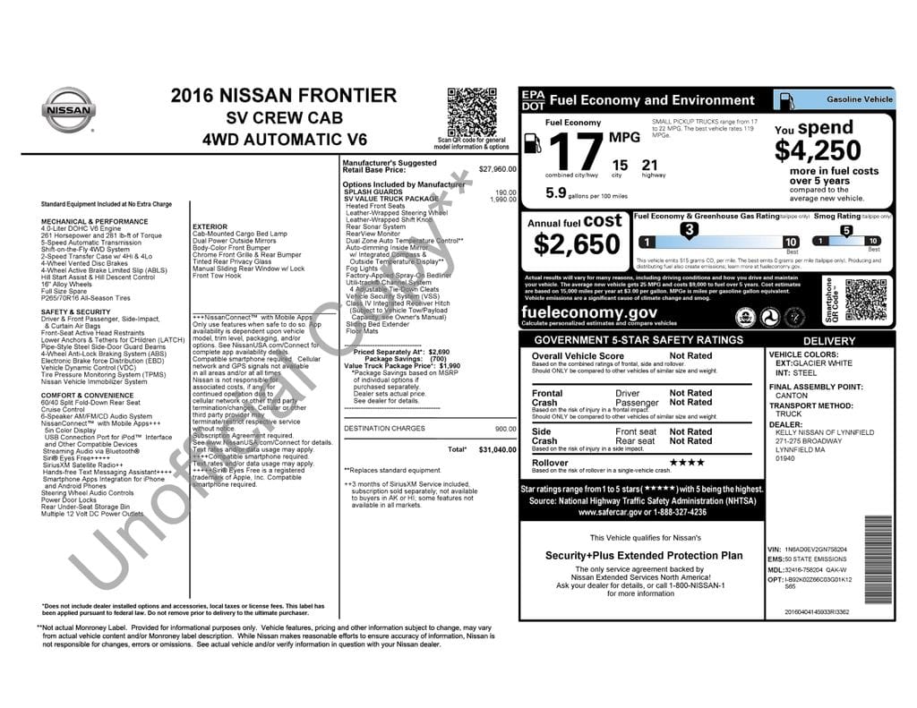 2 thumbnail image of  2016 Nissan Frontier SV