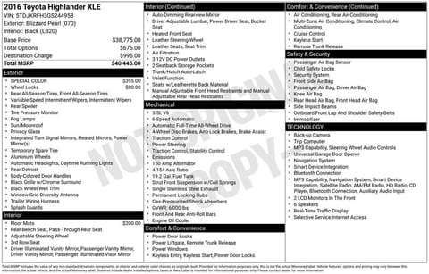 1 image of 2016 Toyota Highlander XLE V6