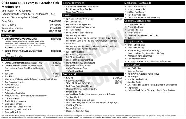 5 thumbnail image of  2018 Ram 1500 Express