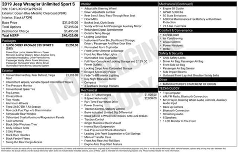 1 image of 2019 Jeep Wrangler Unlimited Sport S