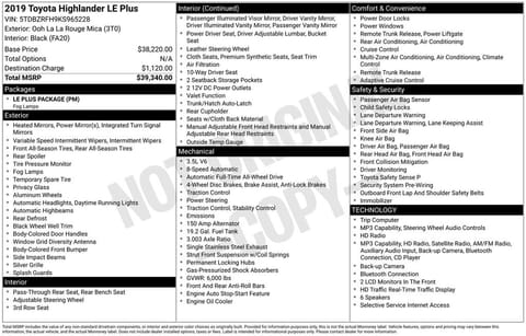 1 image of 2019 Toyota Highlander LE Plus