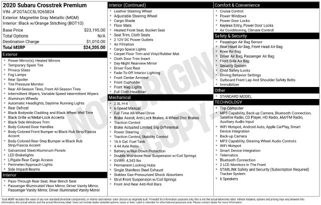 4 thumbnail image of  2020 Subaru Crosstrek Premium
