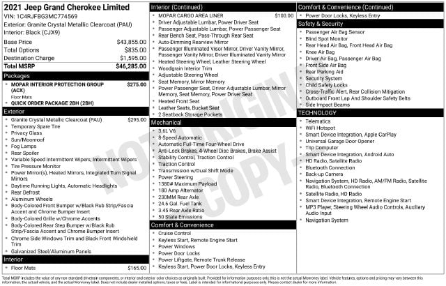 5 thumbnail image of  2021 Jeep Grand Cherokee Limited