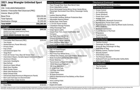 1 image of 2021 Jeep Wrangler Unlimited Sport RHD