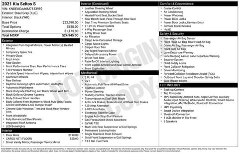 1 image of 2021 Kia Seltos S