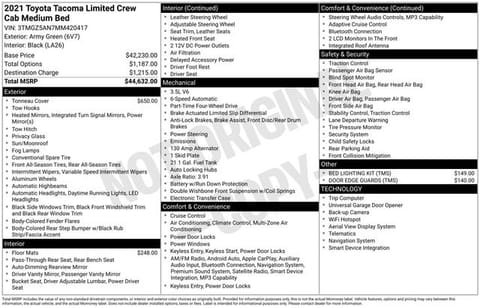 1 image of 2021 Toyota Tacoma Limited