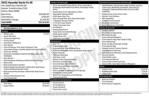 1 image of 2022 Hyundai Santa Fe SE