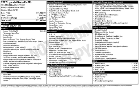 1 image of 2022 Hyundai Santa Fe SEL