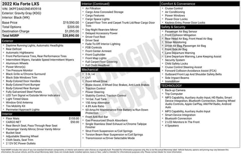 1 image of 2022 Kia Forte LXS