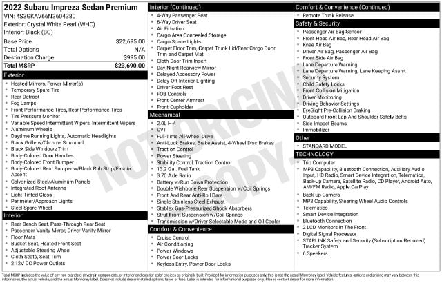 4 thumbnail image of  2022 Subaru Impreza Premium