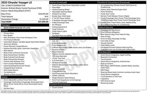 1 image of 2023 Chrysler Voyager LX