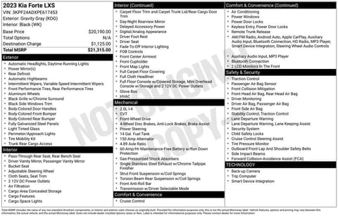 1 image of 2023 Kia Forte LXS