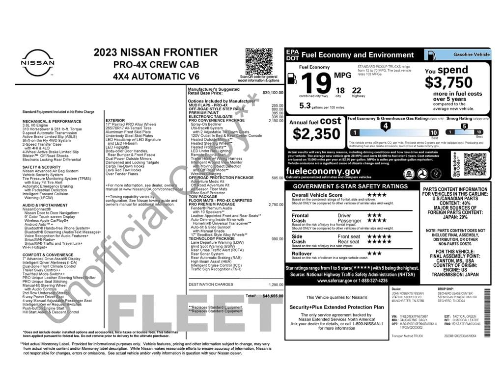 5 thumbnail image of  2023 Nissan Frontier PRO-4X