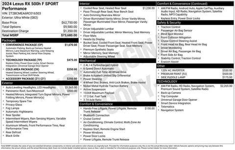 1 image of 2024 Lexus RX 500h F SPORT Performance
