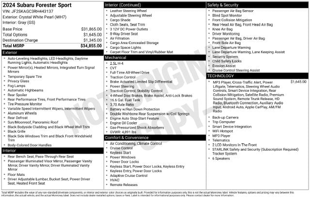 4 thumbnail image of  2024 Subaru Forester Sport