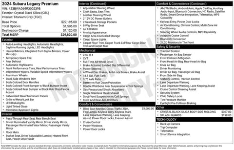 1 image of 2024 Subaru Legacy Premium