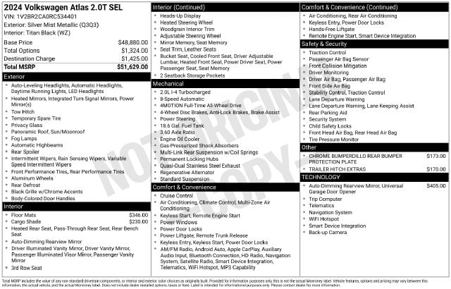 9 thumbnail image of  2024 Volkswagen Atlas 2.0T SEL