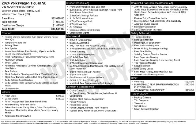 9 thumbnail image of  2024 Volkswagen Tiguan 2.0T SE