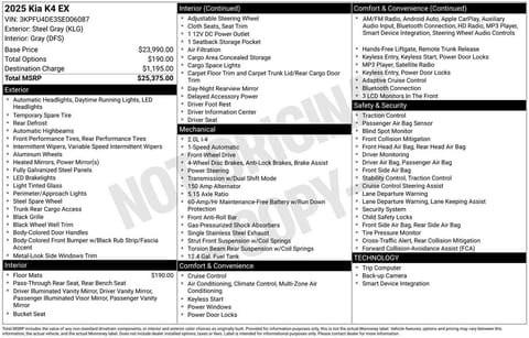 1 image of 2025 Kia K4 EX