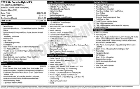 1 image of 2025 Kia Sorento Hybrid EX