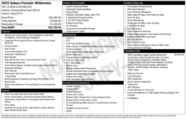 2 thumbnail image of  2025 Subaru Forester Wilderness