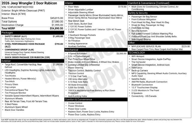 5 thumbnail image of  2026 Jeep Wrangler Rubicon