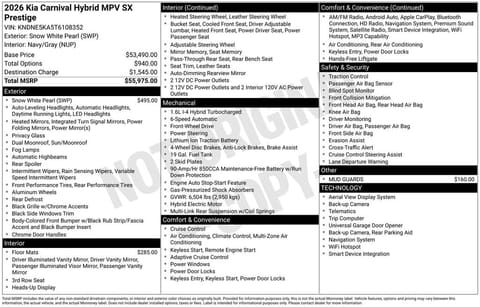 1 image of 2026 Kia Carnival Hybrid SX Prestige