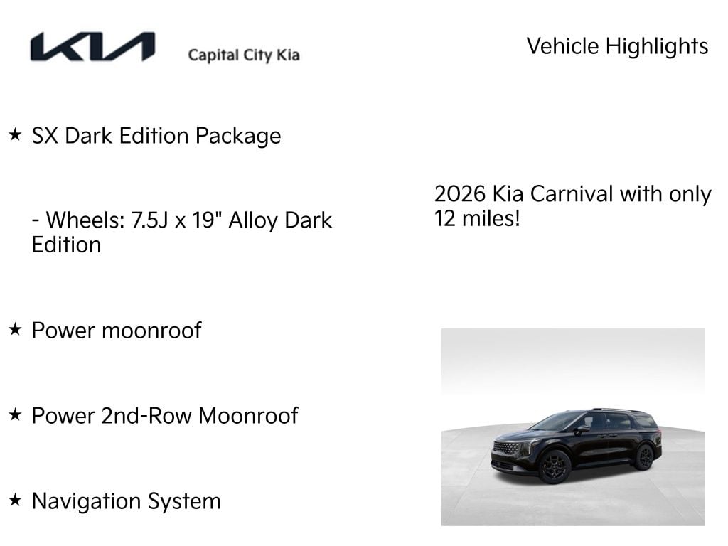 8 thumbnail image of  2026 Kia Carnival SX