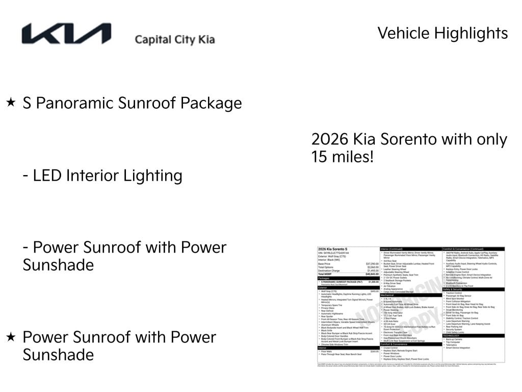 3 thumbnail image of  2026 Kia Sorento S