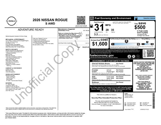 5 thumbnail image of  2026 Nissan Rogue S