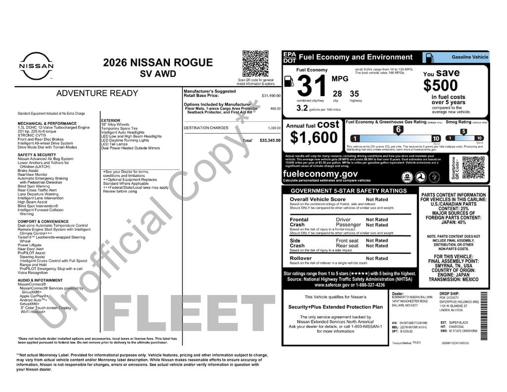 1 placeholder image of  2026 Nissan Rogue SV