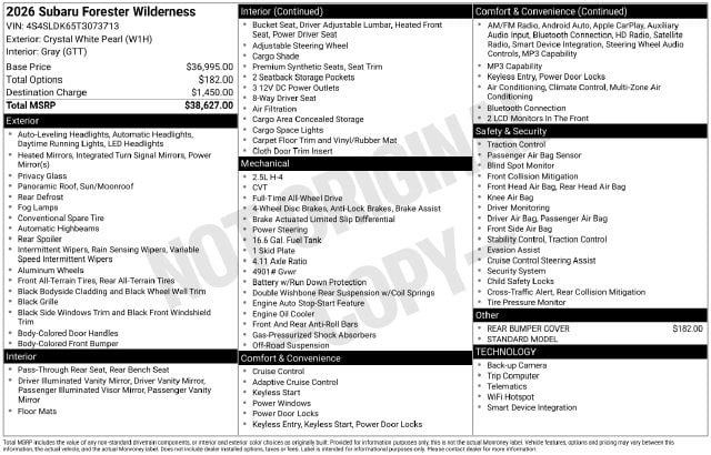 4 thumbnail image of  2026 Subaru Forester Wilderness