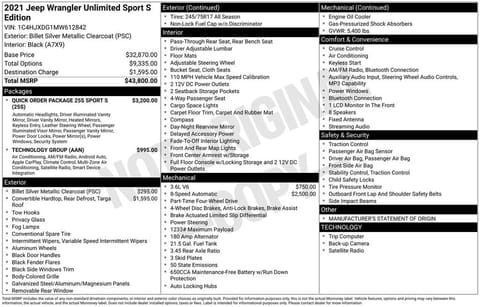 1 image of 2021 Jeep Wrangler Unlimited Sport S