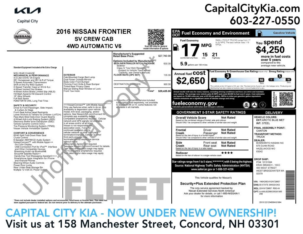 1 thumbnail image of  2016 Nissan Frontier SV