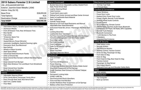 1 image of 2015 Subaru Forester 2.5i Limited