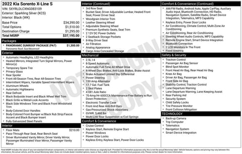 1 image of 2022 Kia Sorento S