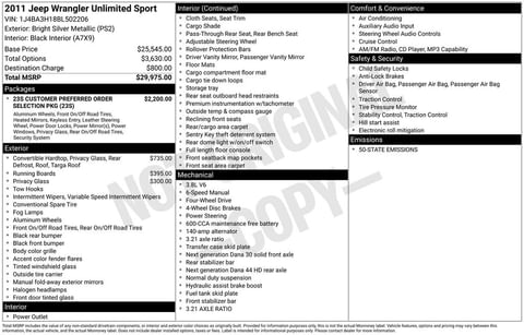 1 image of 2011 Jeep Wrangler Unlimited Sport