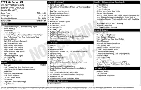 1 image of 2024 Kia Forte LXS