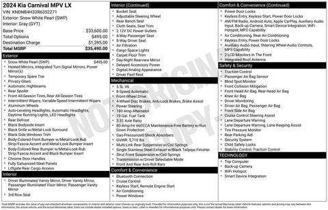 1 image of 2024 Kia Carnival LX