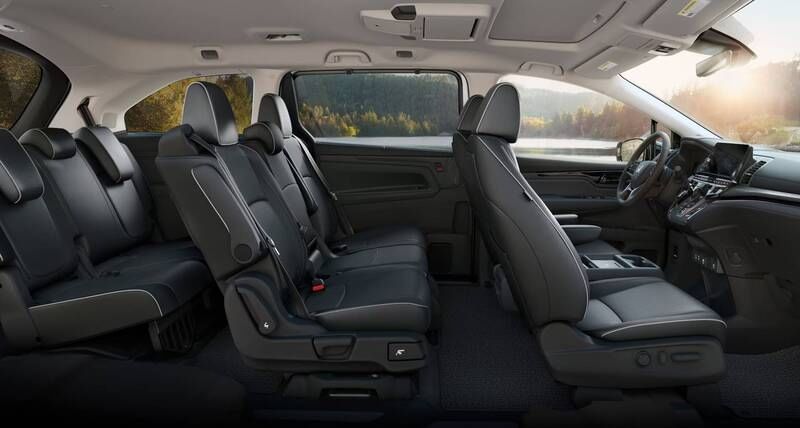 The 2026 Honda Odyssey Elite Brown Interior cabin profile view