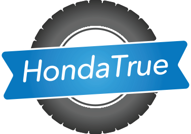 HondaTrue logo - a dark tire with blue label and white text