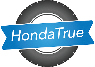 HondaTrue logo - a dark tire with blue label and white text