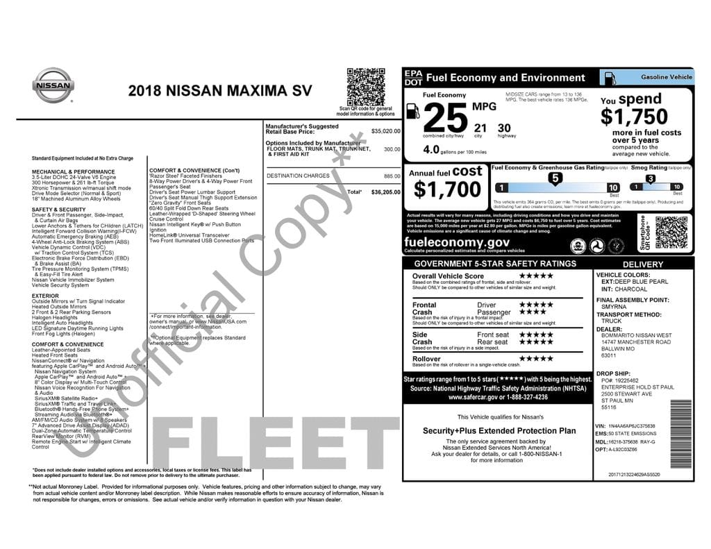 54 thumbnail image of  2018 Nissan Maxima 3.5 SV